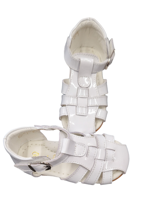 Couche Tot Boys White Patent Leather Sandals - George