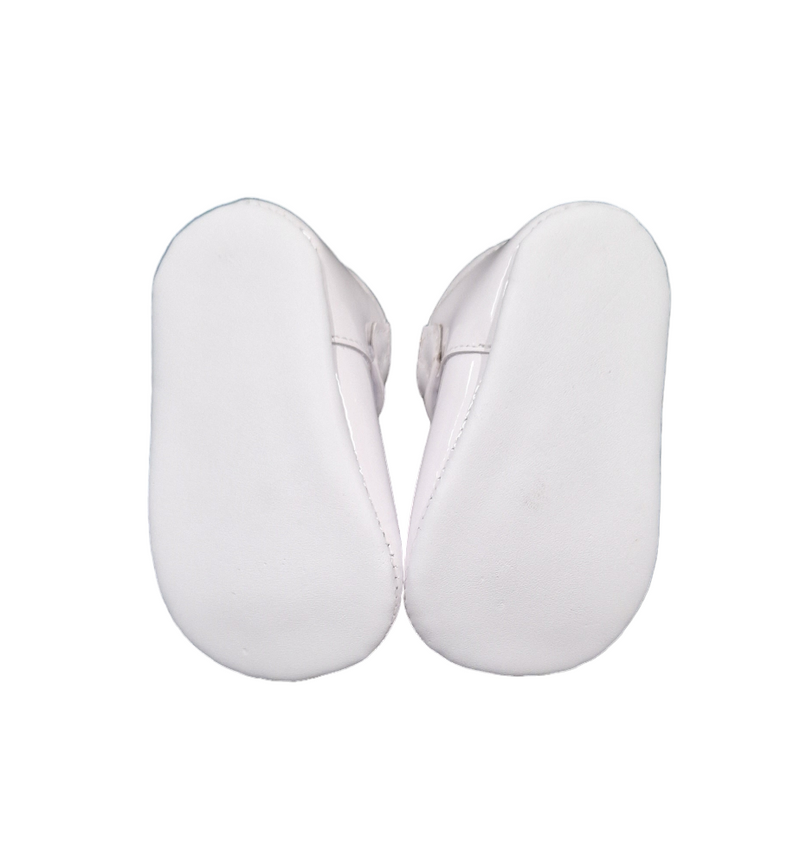 Pretty Originals White Patent Leather Mary Jane Pram Shoes With Diamante Buckle - UE02191A