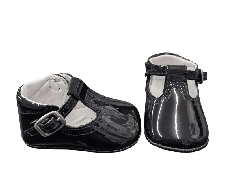 Pretty Originals Unisex Navy Patent Leather Soft Sole T-Bar Pram Shoes - UE03180