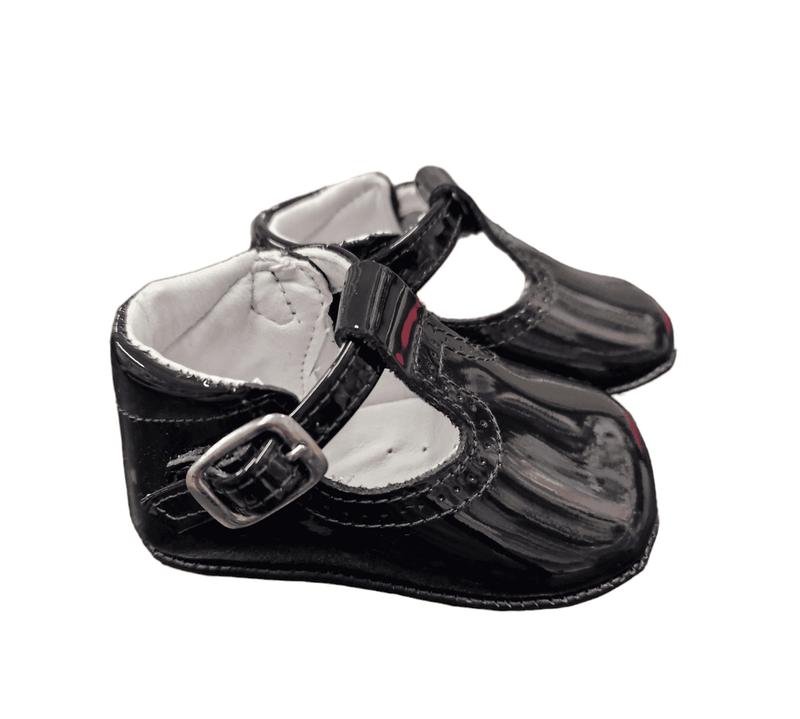 Pretty Originals Unisex Navy Patent Leather Soft Sole T-Bar Pram Shoes - UE03180