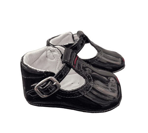 Pretty Originals Unisex Navy Patent Leather Soft Sole T-Bar Pram Shoes - UE03180 UL