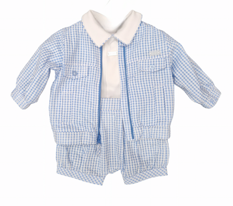 Mintini Boys Blue & White Gingham Top & Shorts Set - MB5766