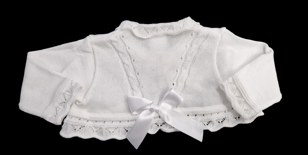 Pretty Originals White Bolero Cardigan With Bow - JP05130