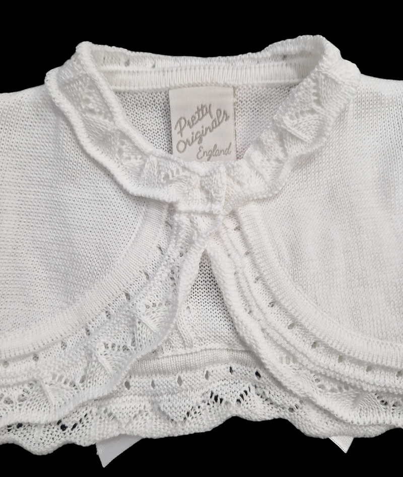 Pretty Originals White Bolero Cardigan With Bow - JP05130