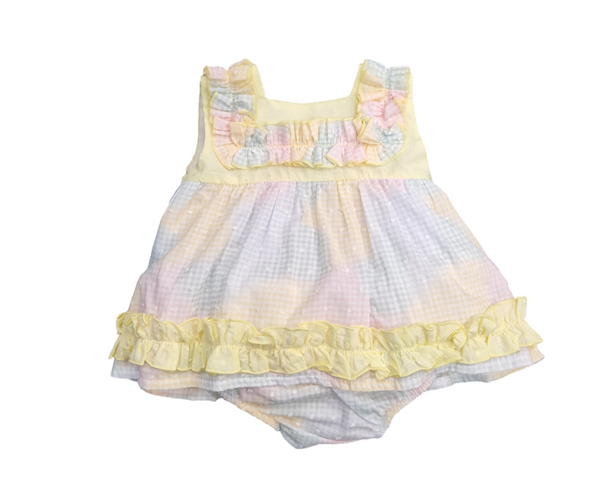 Lor Miral Multicoloured Pastel Colours Baby Dress & Matching Pants - 41008