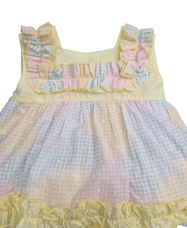 Lor Miral Multicoloured Pastel Colours Baby Dress & Matching Pants - 41008