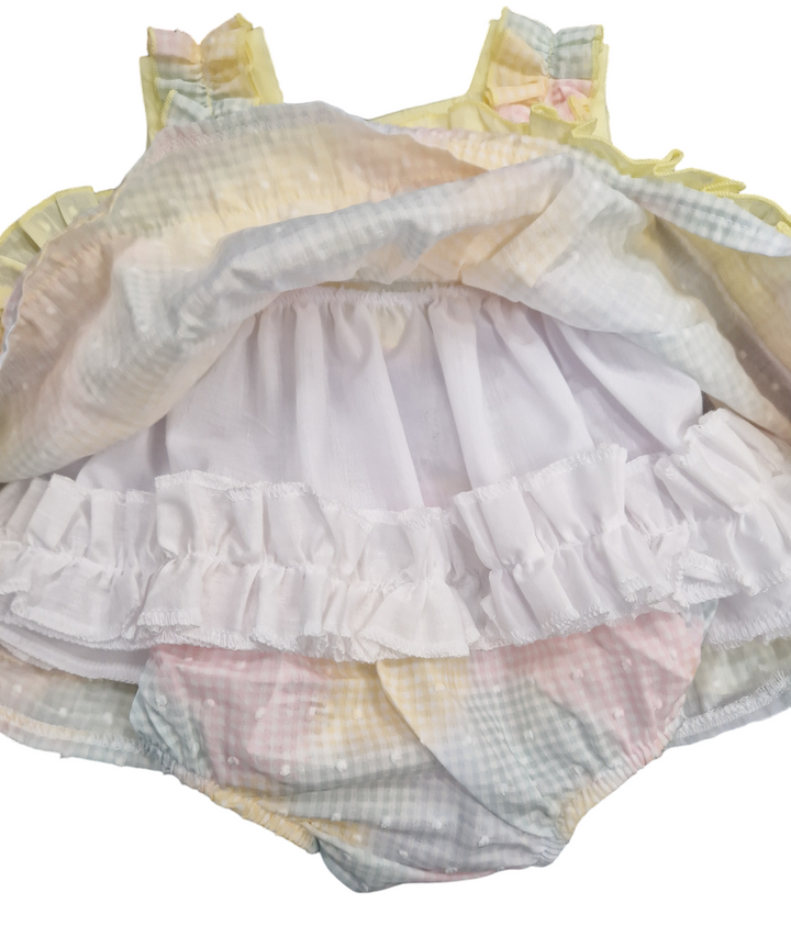 Lor Miral Multicoloured Pastel Colours Baby Dress & Matching Pants - 41008
