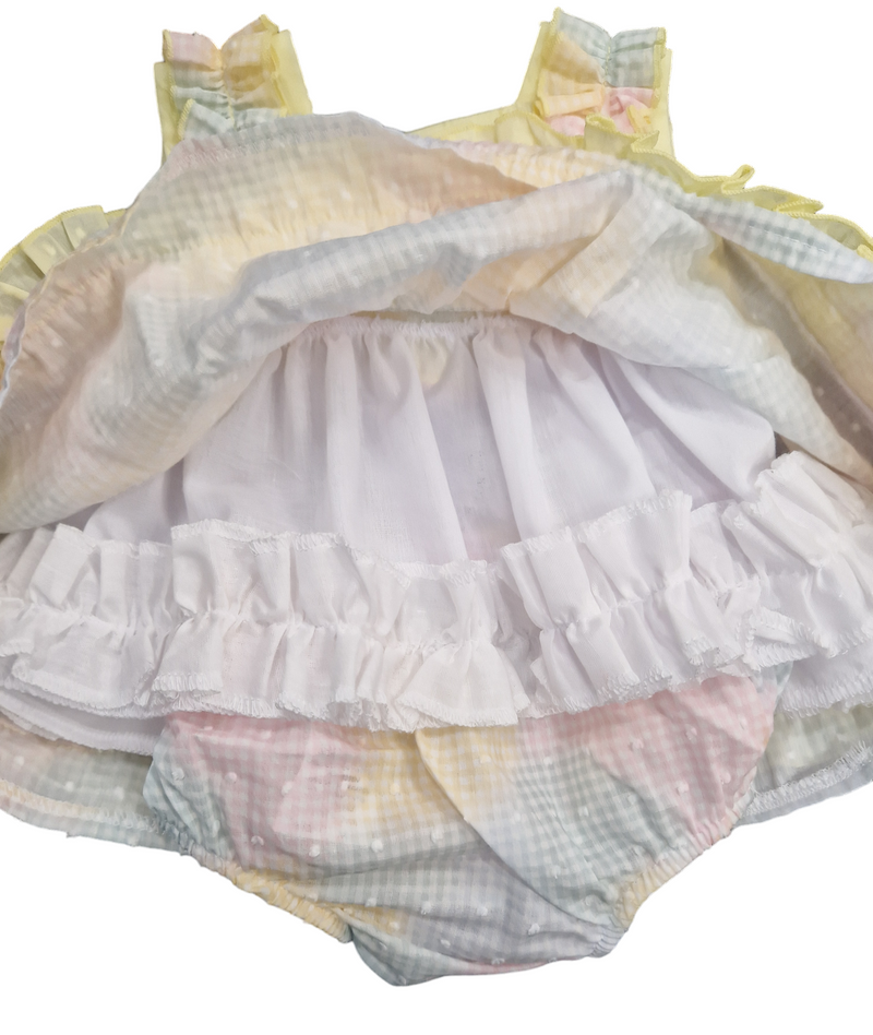 Lor Miral Multicoloured Pastel Colours Baby Dress & Matching Pants - 41008