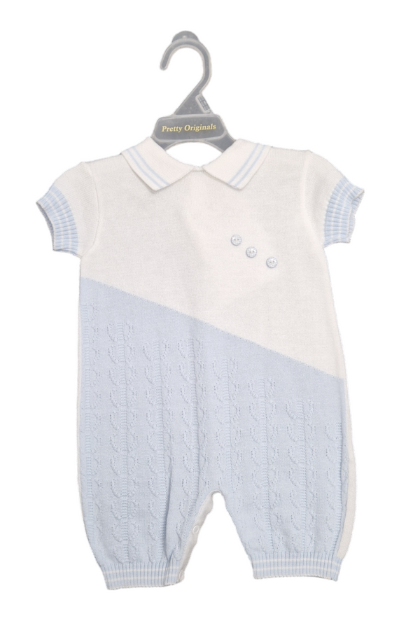 Pretty Originals Fine Knitted Summer Baby Boys Romper - JPD5000