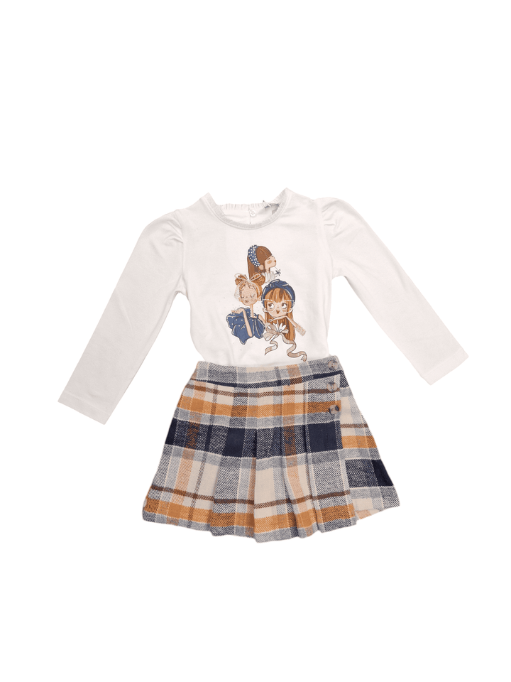 Mayoral Girls Checked Skort & Long Sleeved Top - 4065 & 4909