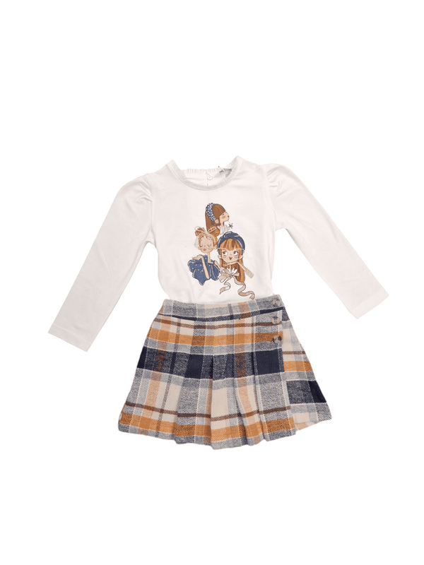 Mayoral Girls Checked Skort & Long Sleeved Top - 4065 & 4909
