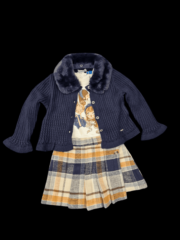 Mayoral Girls Checked Skort & Long Sleeved Top - 4065 & 4909