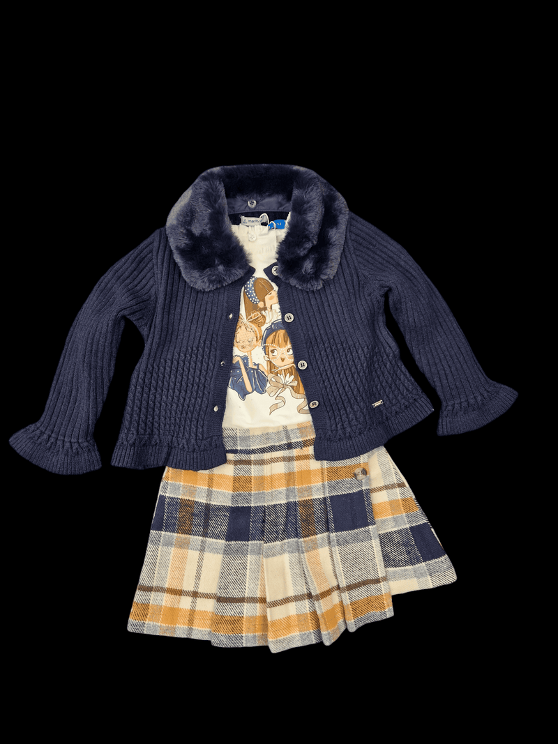 Mayoral Girls Checked Skort & Long Sleeved Top - 4065 & 4909