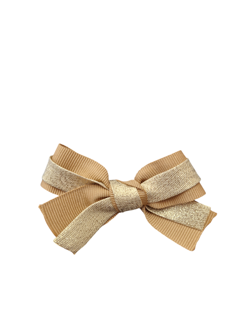 Basmarti Dark Beige & Gold Hair Bow To Match - 24910 & 24911