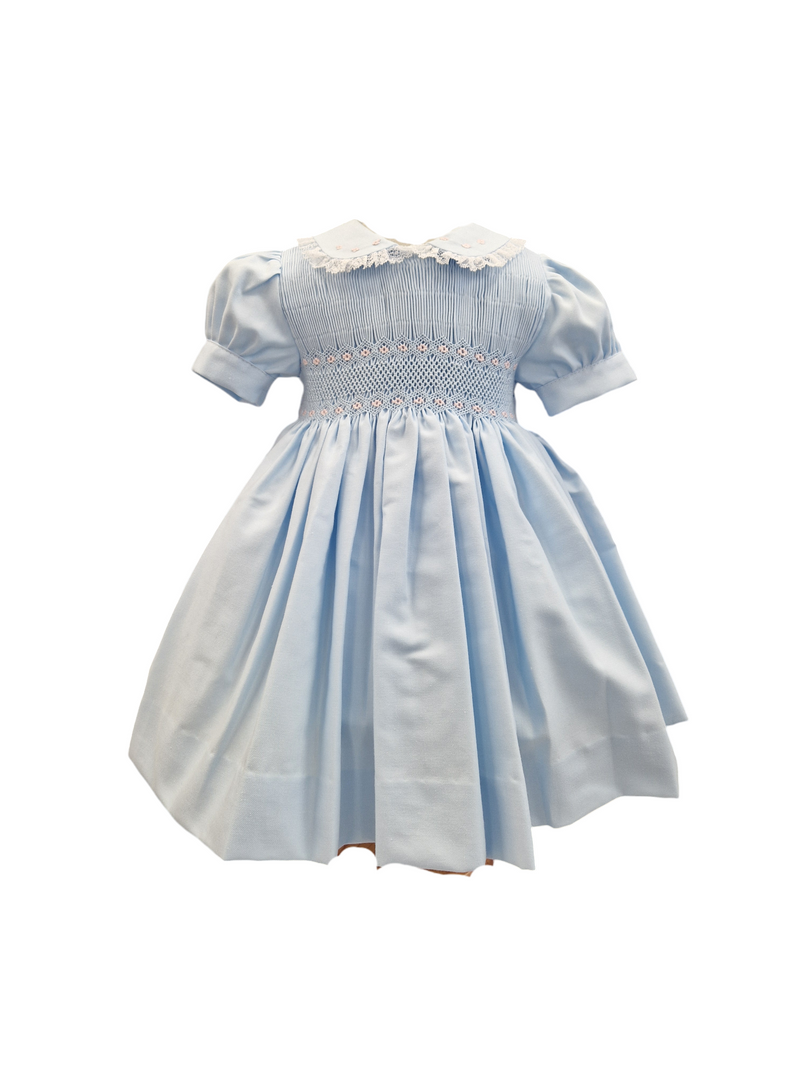 AW24 Naxos Baby Blue & Pink Smocked Dress - 7425
