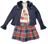 Mayoral Girls Long Sleeved Top & Tweed Look Checked Shorts - 4065 & 4217