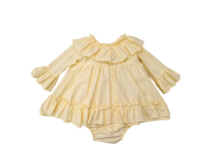 Lor Miral Baby Girls Lemon Long Sleeved Dress & Pants Set - 42007