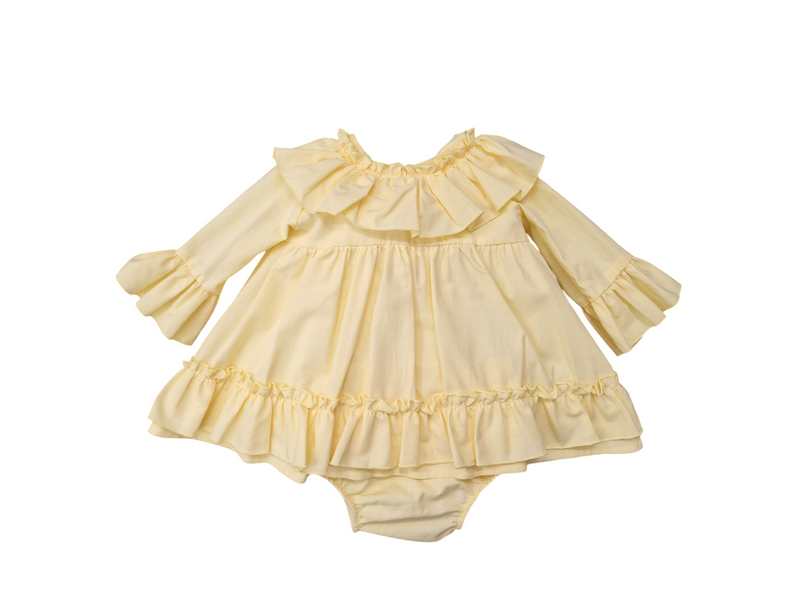Lor Miral Baby Girls Lemon Long Sleeved Dress & Pants Set - 42007