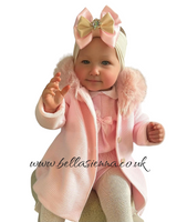 Mac ilusion Pink Kintted Jacket With Fur Trim -9098