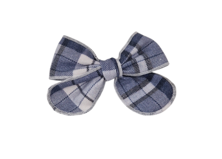 Cuka Navy Check Bow Hair Clip To match - 84291 & 84280