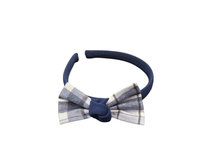 Cuka Navy Check Bow Hair Clip To match - 84291 & 84280