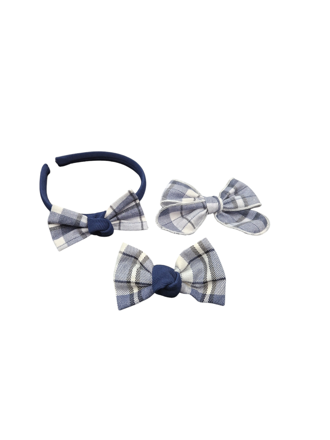 Cuka Navy Check Bow Hair Clip To match - 84291 & 84280
