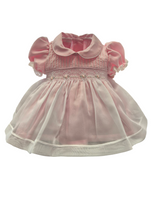 Will'Beth Precious Pink & White Smocked Dress With Bonnet - 06060