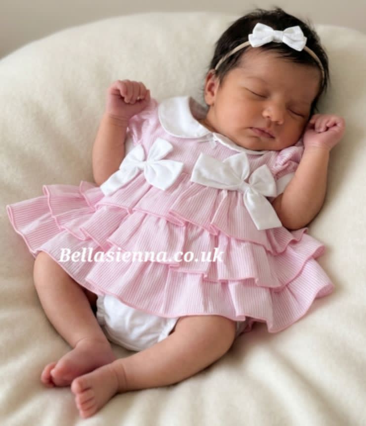Nursery Time Premature Babies Pink And White Dress And Pants Set 5/8 LBS
