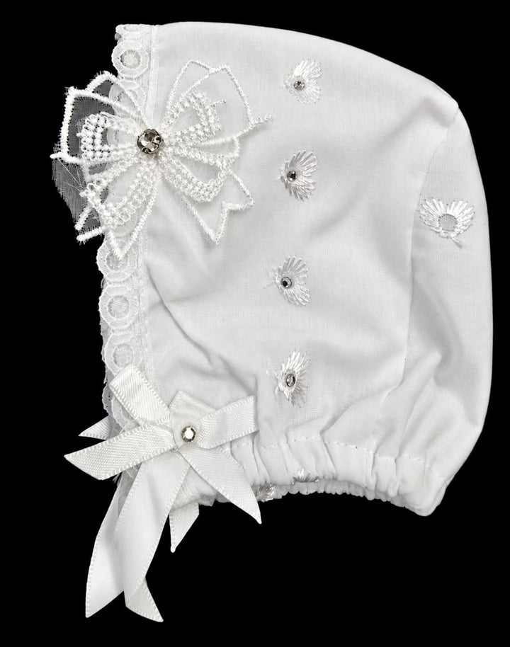 Premature Baby Up to 3lb Day Gown With Matching Bonnet & Swarovski Diamante Detail
