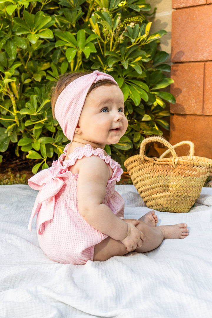 Calamaro Baby Rosa Pink Romper & Matching Headband - 32469