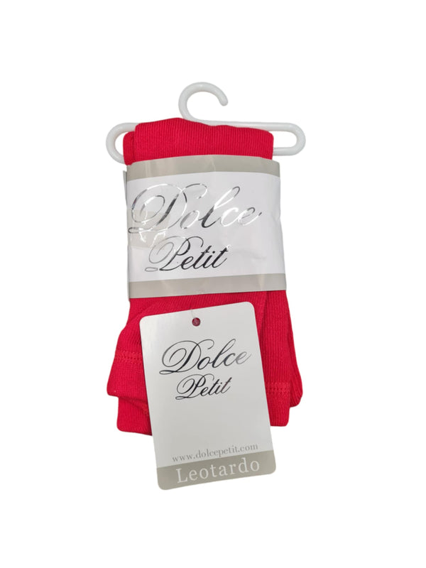 Dolce Petit Thick Ribbed Red Tights