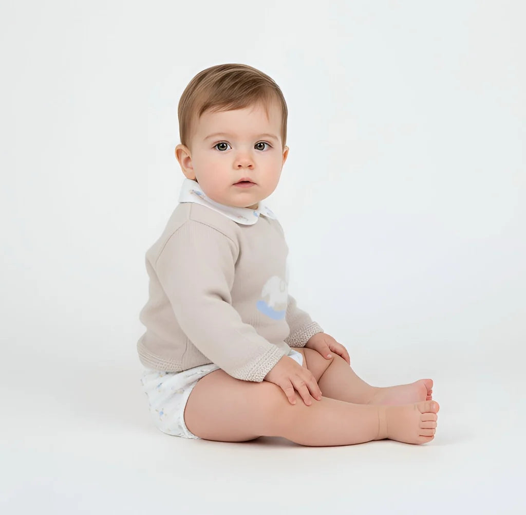 Beige/Natural Rocking Horse Two Piece Pants Set - B097501530
