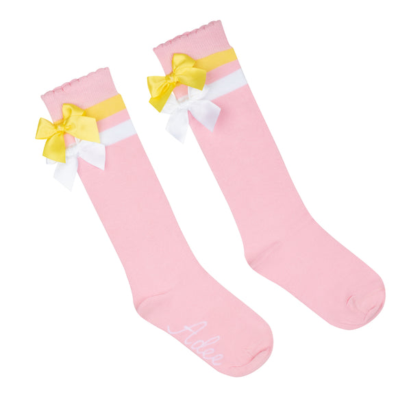 A Dee "LELLI" Bow Knee High Socks- Pink Fairy - S241902