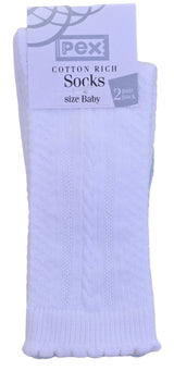 Pack of 2 Pairs Of Unisex Classic Knee High White Socks
