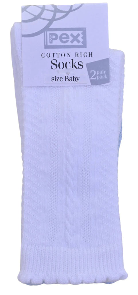 Pack of 2 Pairs Of Unisex Classic Knee High White Socks