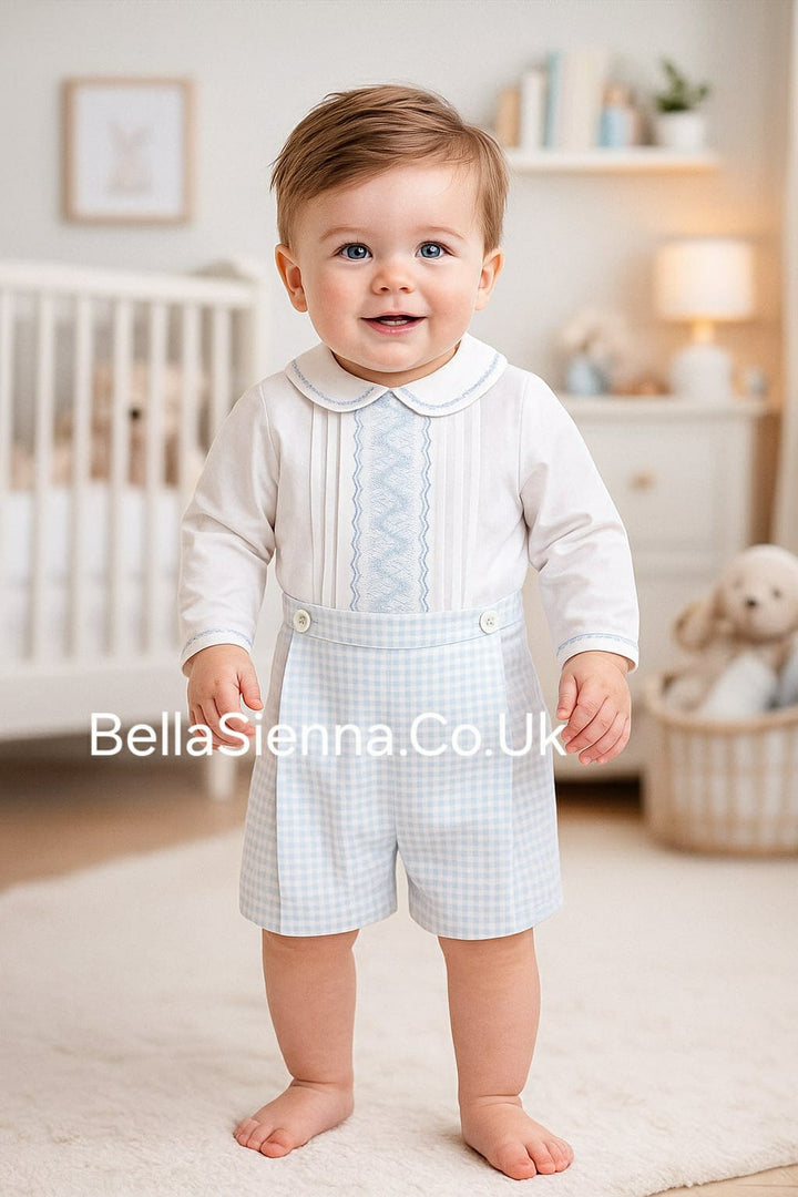 Sarah Louise Boys Hand Smocked Two Piece Outfit - SA25 208