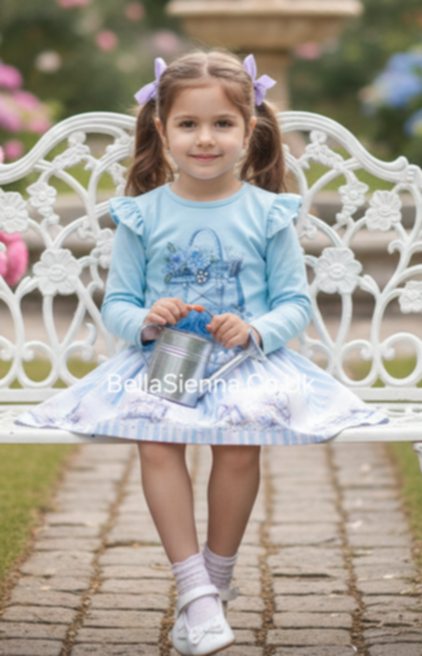 Neon Light Blue Skirt Set - "Sarah" - 3789