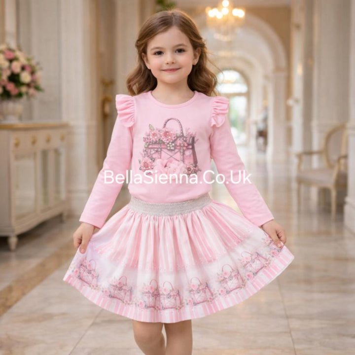 Neon Pink Skirt Set - "Sarah" - 3789