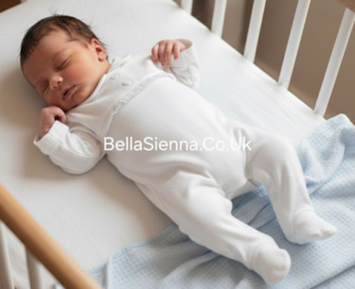 Unisex White Cotton All In One Babygrow - SG107C