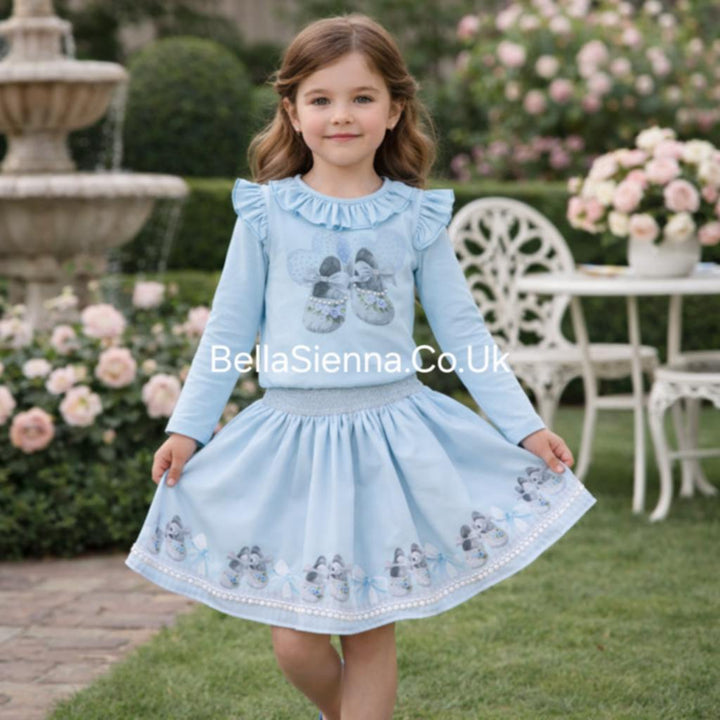 Neon Pale Blue Skirt Set - "Sienna" - 3786