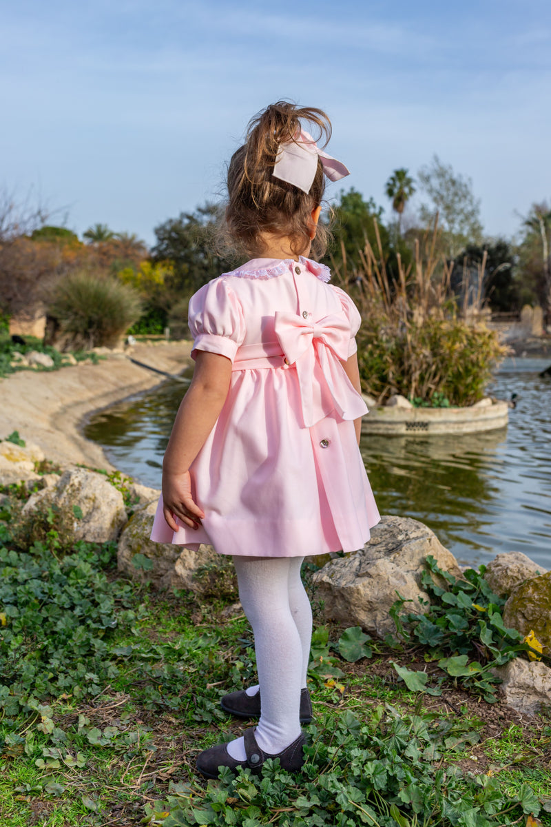 AW24 Naxos Pink Hair Bow To Match The Smocked Dress
