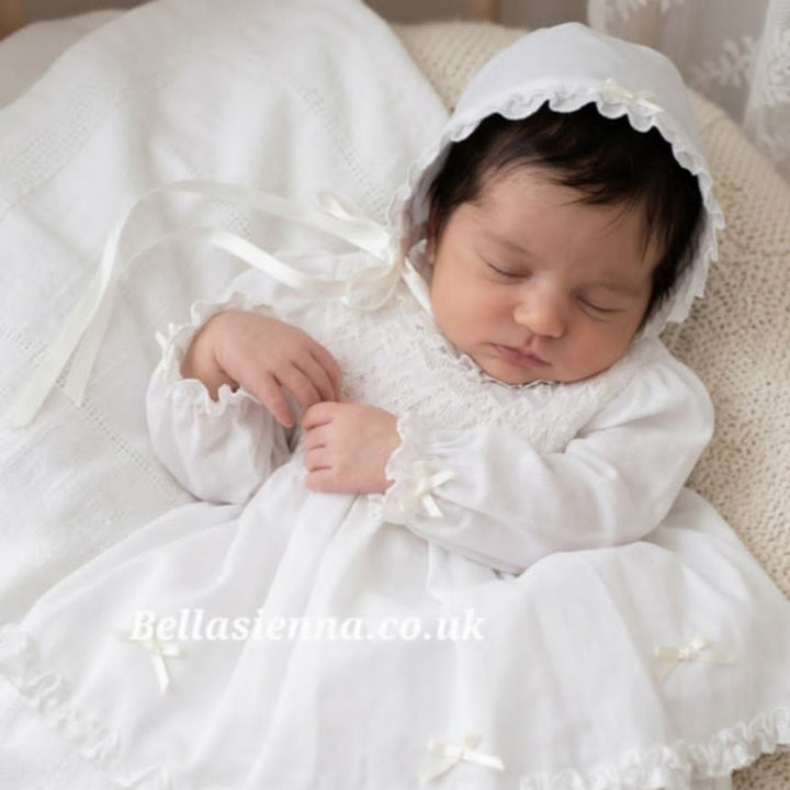 Sarah Louise Ivory Hand Smocked Dress, Pants & Bonnet Set - 013347