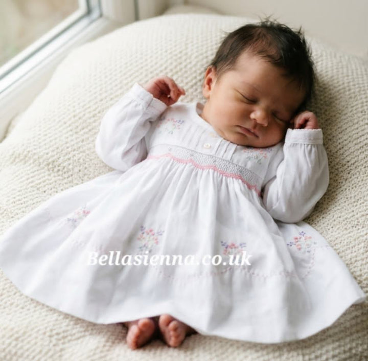 Sarah Louise Baby White And Pink Smocked Dress 010463