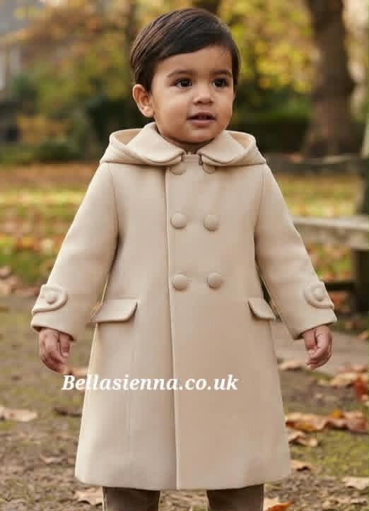 Sarah Louise Camel / Beige Traditional Style Double Breasted Coat - 013535