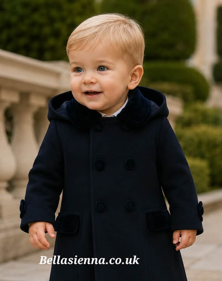 Sarah Louise Navy Traditional Style Double Breasted Coat - 013535