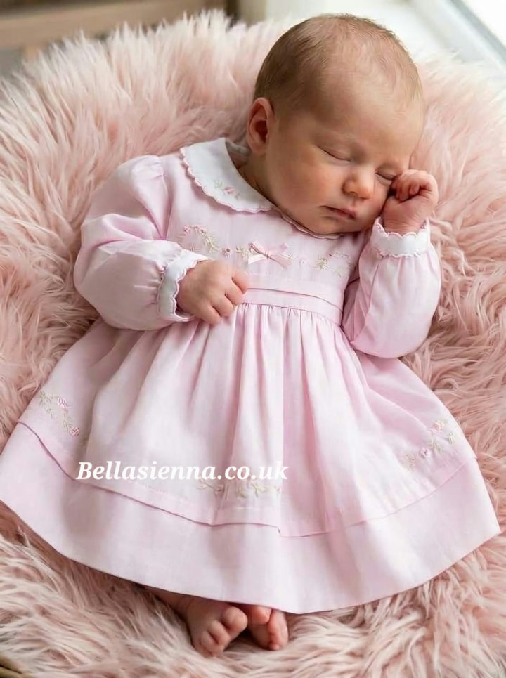 Sarah Louise Pink Dress With Collar & Bow - 011620