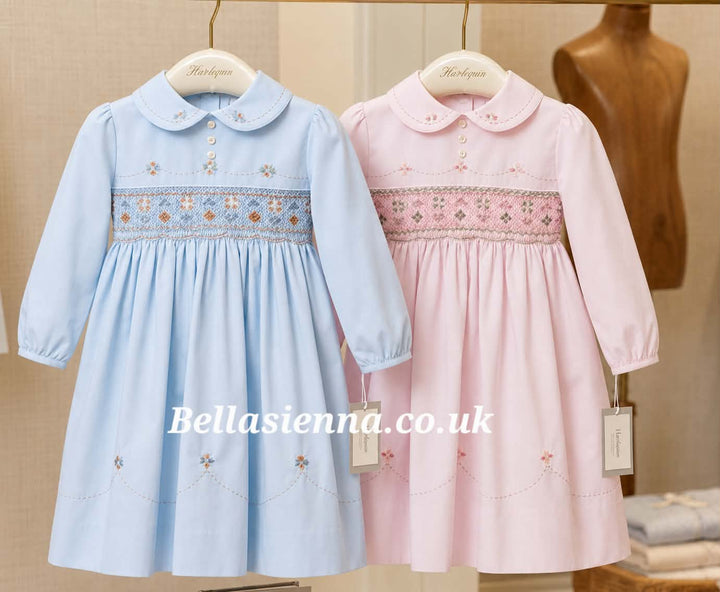 Sarah Louise Pink & Terracotta Hand Smocked Dress - 013688
