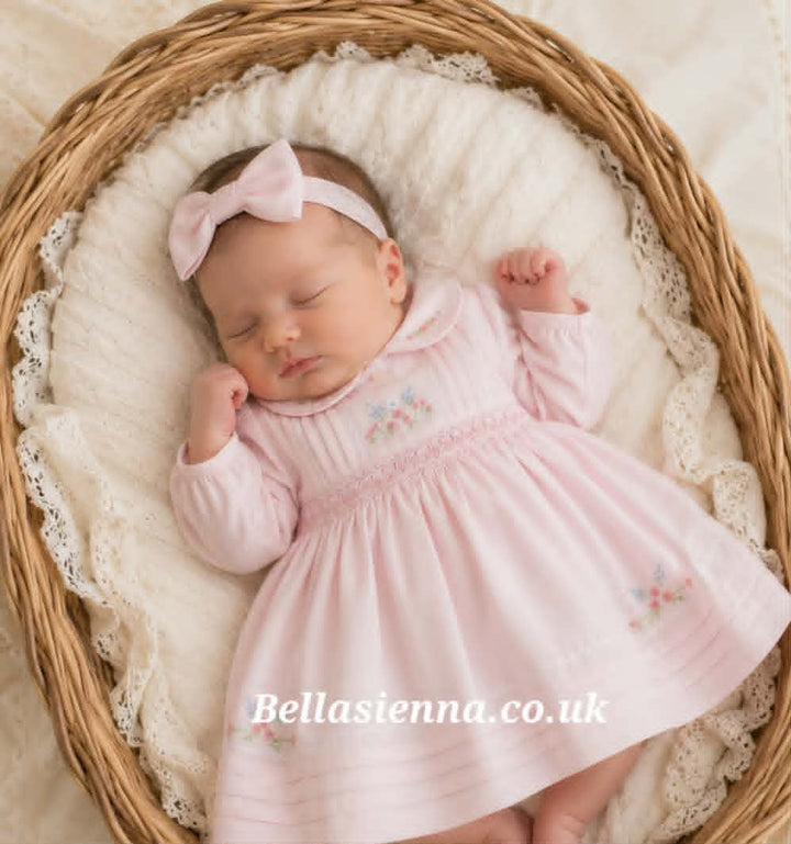 Sarah Louise Pink & White Hand Smocked Dress - 013700