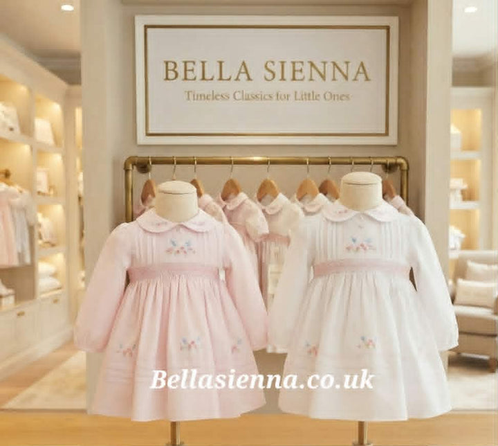 Sarah Louise Pink & White Hand Smocked Dress - 013700