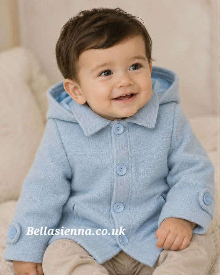 Sarah Louise Traditional Style Coat With Hood - Blue - 011420